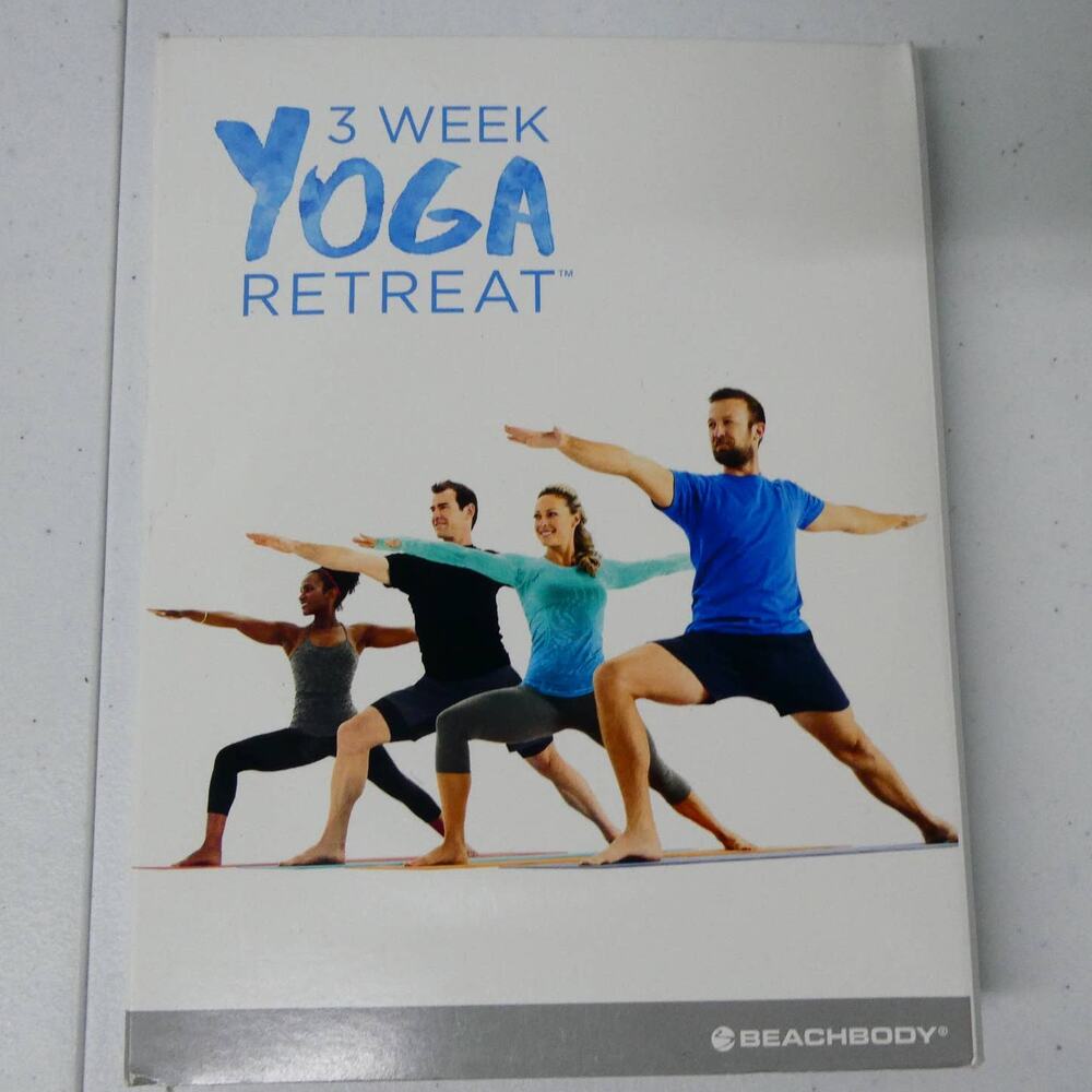 BEACHBODY 3 WEEK‎ YOGA RETREAT 4 DISCS + RECIPES TRACKER/QUIK START/CALENDAR